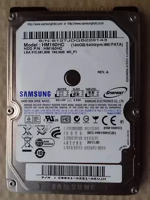 Samsung SpinPoint M5S HM160HC 160GB 5400RPM 8MB 2.5 Inch ATA/100 Hard Disk Drive • £20