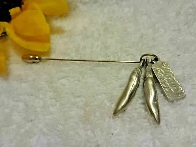 RARE-RETIRED Mignon Faget Sterling Silver Chili Peppers Charm Lapel Pin Brooch • $170