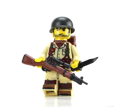 TAN WW2 Single Soldier US Army Minifigure Made With Real LEGO® Minfigure • $20.50