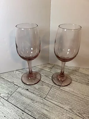 Two Libbey Premiere Plum/pink Wine Glass Set Vintage Elegant Stemware • $14.95