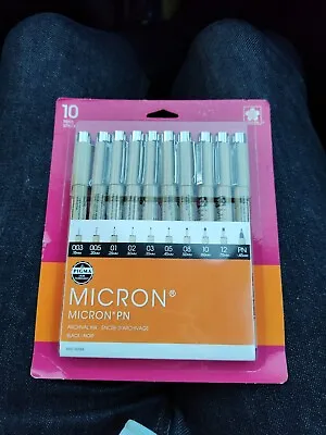 Sakura Micron PN Black Noir Ink Pen 50059 Set Of 10 • $18.99