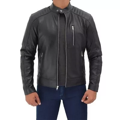 Vertical Zipped Real Leather Men Jacket • $119.99