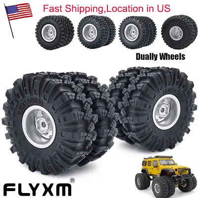 FLYXM For 1:24 AXIAL SCX24 Front/Rear Dually Tractor Wheels Rims/Tires US STOCK • $20.10
