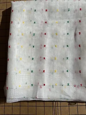 Vintage Fabric Linen Organza Tufted Dotted Check 2yd • $18