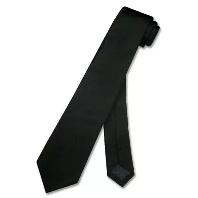 COVONA Narrow NeckTie Skinny BLACK Thin Men's Neck Tie 2.5  Wide • $8.95