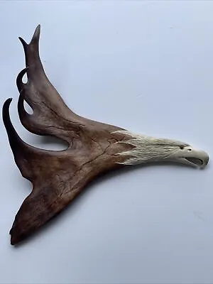 Vintage Alaskan Indian Carving Sculpture Antler With Eagle Head Signed Tribal • $750