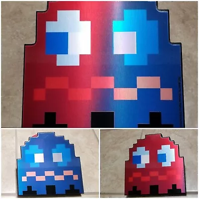 Pac-Man Ghost Holographic Color Changing Wood Decor • $30