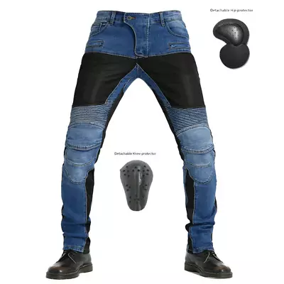 Summer Motorcycle Jeans Mens Motorbike Trousers Denim Pants With Protective Gear • $59.99