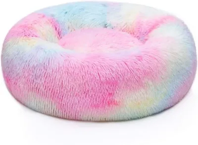 Donut Plush Pet Dog Cat Bed Fluffy Pet Calming Bed Cuddler For Medium Puppy Dogs • $17.93