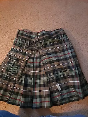 Men’s Scottish Kilt All Safe Trading Green Tan & Black Plaid Skirt Size 36 • $40