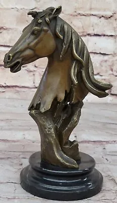 Abstract Modern Art Horse Head Bust Bronze Statue Sculpture Marble Base Figurine • $199