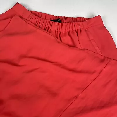 Zara Basic Pants Women's Size Small Coral Red Wide Leg Comfort Lightweight • $24.55