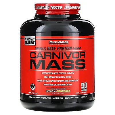 MuscleMeds Carnivor Mass Chocolate Peanut Butter 6 Lbs 2 744 G Cholesterol-Free • $53.74