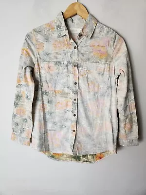 Vanishing Elephant Womens Blouse Shirt Top Size 6 Beige Tropical Pockets • $7.49