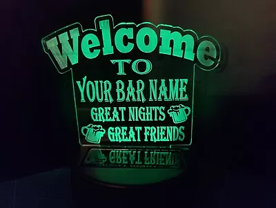 Bar Open Sign LED Solar Light Up Mancave Garden Pub Shed Wall Or Free Standing • £23.99