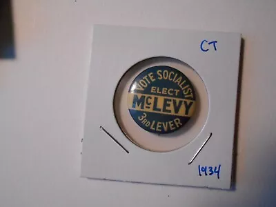 7/8  McLevy Vote Socialist 1934 Connecticut Governor Cello Pinback Button • $7