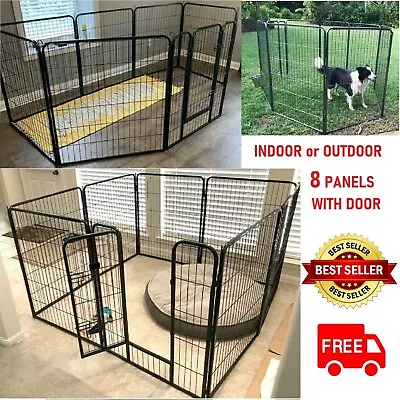 $141 • Buy Large Pet Pen Dog Kennel 8 Panels Dog Folding Fence Crate Indoor  Outdoor New