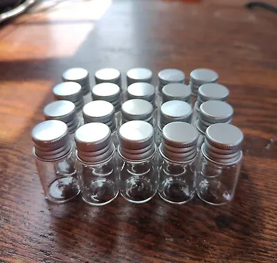 20Pcs 7mL Small Glass Vials Bottles Clear Containers Mini Jars W Aluminum Screw • $20.99