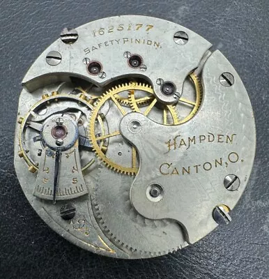 VINTAGE 1901 Hampden GRADE 213 Model 3 6S 15J  Watch Movement- GOOD STAFF • $26