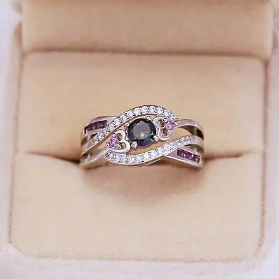 Round Cut Mystic Topaz Wedding Ring For Women Charm 925 Silver Jewelry Size 6-10 • $1.94