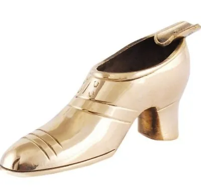 Garden Of Arts Creamy Gold Handcrafted Brass High Heels Shoe Ashtray Gift Compac • £5.19