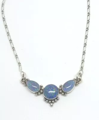 Vintage Sterling Silver 925 Opal Link Necklace • $34.99