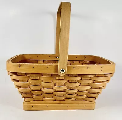 Woven Basket W/foldable Handle 11.25” X 6” Farmhouse Country • $11.60