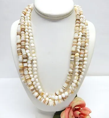 Multi Strand Mother Of Pearl Bead Necklace 20  • $10.50