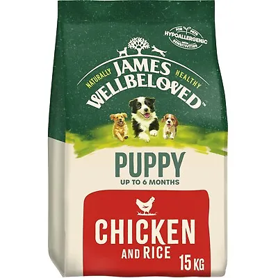 £65.48 • Buy 15kg James Wellbeloved Natural Puppy Complete Dry Dog Food Chicken & Rice