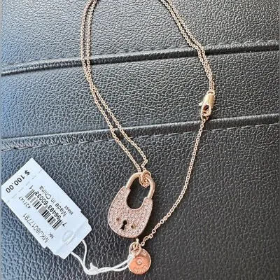 Michael Kors Rose Gold Crystal Padlock Necklace • $50