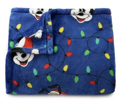 Blue MICKEY Mouse Christmas LIGHTS Oversized 5x6' THROW BLANKET The Big One NEW • $22.95