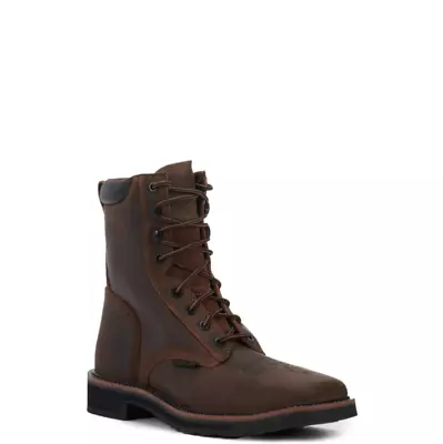 Men's Rugged Distressed Brown Leather Lace Up Work Boots • $87