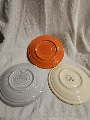 Vintage Fiesta Saucer Set. 3 Pc. Old Ivory (1936-1951) Grey (1951-1959) Red(?) • $5