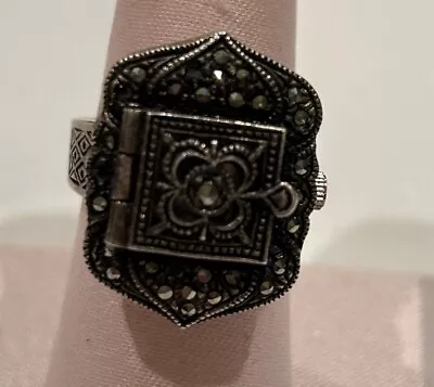 925 Sterling Silver CENERE Brand Quartz Marcasite Watch Ring Size 7 • $62.28