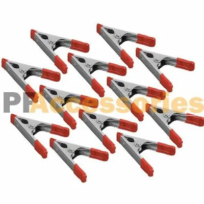 12x 4  Inch Metal Spring Clamps W/ Rubber Tips Tool 12 Pcs Lot Steel Red • $12.59