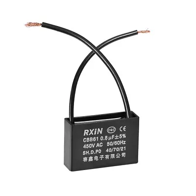 CBB61 Run Capacitor 450V AC 0.8uF Metallized Polypropylene Film Capacitors Black • £8.73