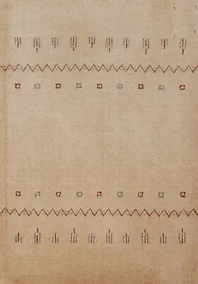 Oriental Gabbeh Indian Small Rug Beige Handmade Wool 2x3 Ft. • $85