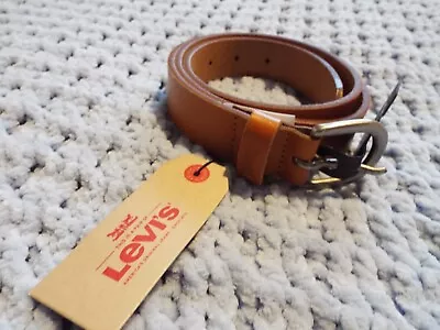 BNWT Unisex Levis Leather Light Tan Belt 100% Leather Uk 32 Inch EU 85 New • £28.99