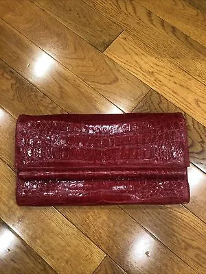 $499.99 • Buy Nwot! Nancy Gonzalez Red Crocodile Wallet Flap Purse Clutch Bag 