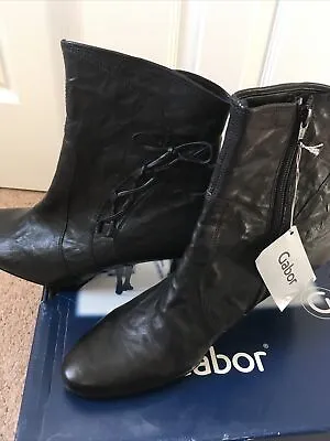 Gabor Ladies Womens  Black Leather Ankle Boots Uk 8 Brand New • £44.99