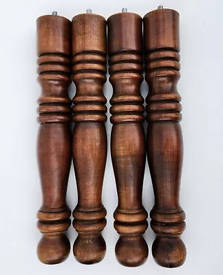 Vintage 50s 60s Brown Spindle Turned Coffee Table Legs Wood 13.5  Maple Stain • $24.99