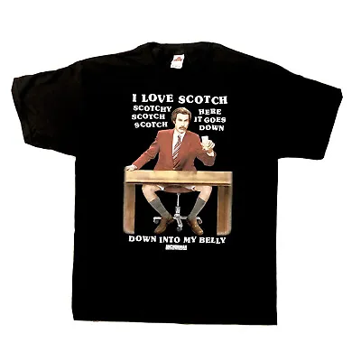 Anchorman Movie “I Love Scotch” LARGE Black T-shirt Will Ferrell As Ron Burgundy • $8.39