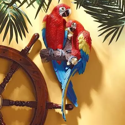 Colorful Macaws Wall Sculpture Realistic Lifelike 3-D Tropical Nautical Parrots • $93.60