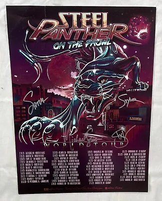 STEEL PANTHER FULLY AUTOGRAPHED 2023 ON THE PROWL 24x18 WORLD TOUR POSTER VG+ • $99