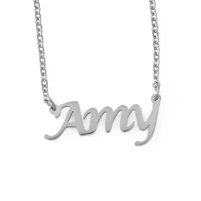 $60.08 • Buy Name Necklace 'Amy' Silver Tone | Valentines Day Gift For Her Love Birthday