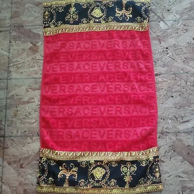 Versace Used  Baroque Red Designer Body Towel Wash Cloth • $70