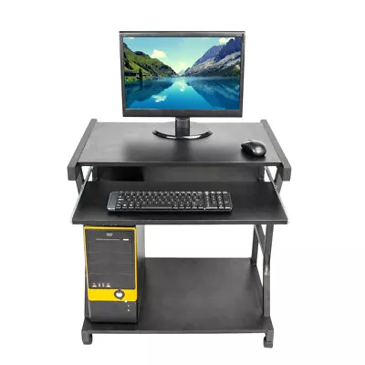 Computer Study Desk Mobile Office Workstation W/ Sliding Keyboard Tray & Shelf • $75