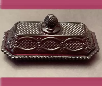 AVON Cape Cod RUBY RED Glass Covered Butter Dish Retired- Vintage • $20