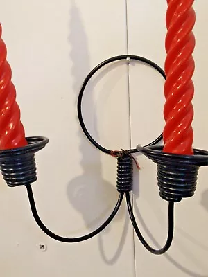 Pair Of Two Vintage 50's Wall Candle Holder Plasticized Twisted Wire Candlestick • $180