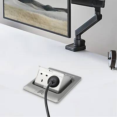 £33 • Buy Pop Up Floor Electrical Power Outlet Socket Office Kitchen Desk Worktop 2 Plugs 
